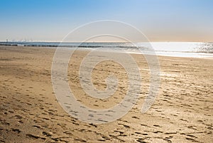 Empty cadzand beach at the evening