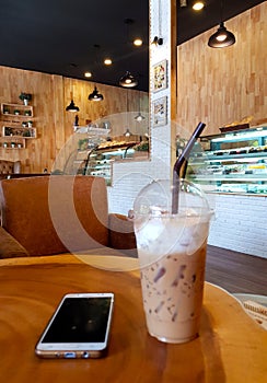 Empty cafe or bar interior, daytime