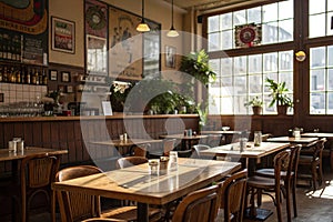 Empty cafe or bar interior in daytime