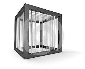 Empty cage cubic prison cage isolated