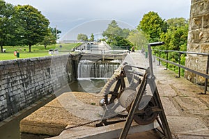 Empty canal lock at Kingston Mills, Ontario