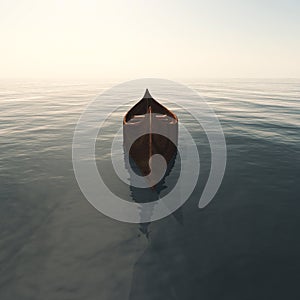 Empty canoe on the high seas