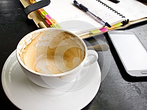 Empty capuchino coffee cup
