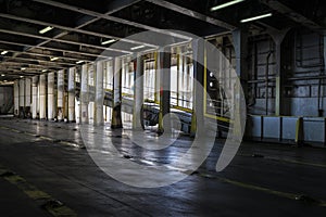 Empty car deck on ferry