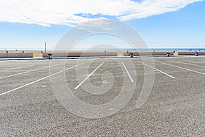 Empty car park along a beach in California in autumn