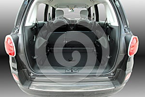 Empty car trunk with folded seats