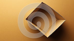 Empty Cardboard Box On Gold Background