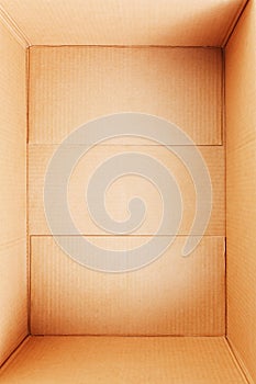 Empty cardboard box, inside view pen cardboard box