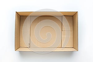 Empty Cardboard Box on White Background