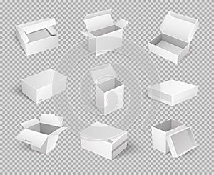 Empty Cardboard Cartoon Containers Isolated Icons