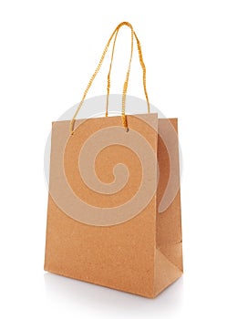 Empty cardboard craft bag on a white background.