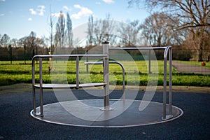 Empty carousel at children`s playground