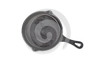 Empty Cast iron pan on white background