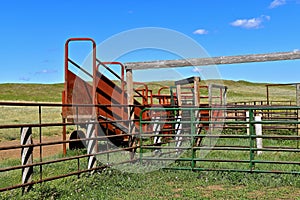 Empty cattle corral in the western prairies