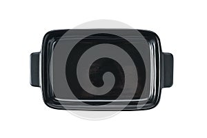 Empty ceramic black baking casserole dish