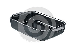 Empty ceramic black baking casserole dish