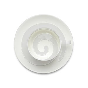 Empty ceramic cup isolated on white, top view