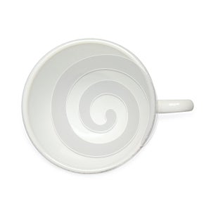Empty ceramic cup isolated on white, top view
