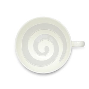 Empty ceramic cup isolated on white, top view