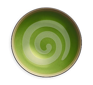 Empty ceramics plates, Classic green plate isolated on white background with clipping path, Top view