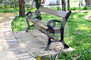 Empty chair in the green park