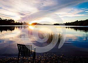 Empty chair at lake