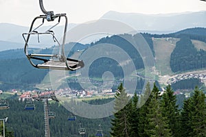 Empty chairlift in Bukovel