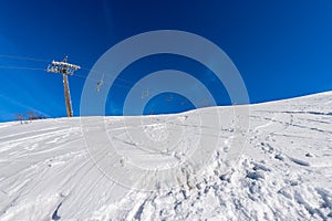 Empty Chairlift in Snowy Winter Landscape - Malga San Giorgio Ski Resort Italy