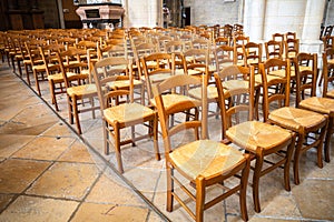 Empty chairs in the church