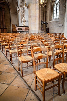 Empty chairs in the church