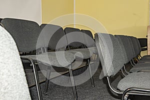 Empty chairs in the hall for the audience, business training center