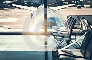 Empty Chairs Inside Airport Terminal photo