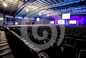 Empty chairs in large Conference hall for Corporate Convention or Lecture