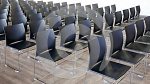 Empty chairs in a modern conference room