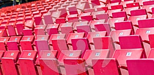 Empty chairs at olympic stadium at Lake Placid