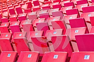 Empty chairs at olympic stadium at Lake Placid