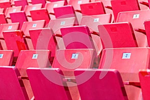 Empty chairs at olympic stadium at Lake Placid