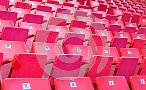 Empty chairs at olympic stadium at Lake Placid