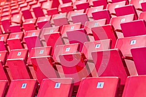 Empty chairs at olympic stadium at Lake Placid