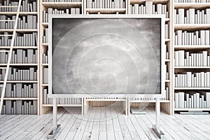 Empty chalkboard in library