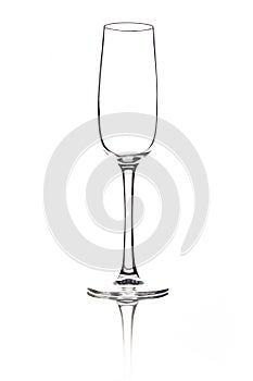 Empty champagne glass, isolated on white gackground