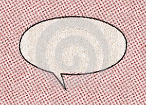 Empty chat bubble on a background of red printing dots from a real vintage comic book