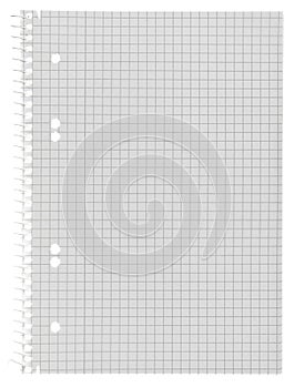 Empty checkered paper spiral notebook