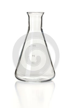 Empty chemistry Erlenmeyer flask