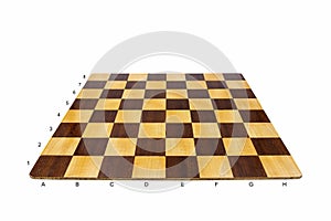 Empty chess board with coordinates isolated on white photo