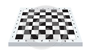 Empty chess board, perspective view