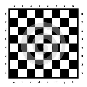 Empty chessboard isolated. Board for chess or checkers game. Strategy game concept. Checkerboard background.