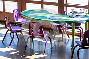 Empty child size table and chairs