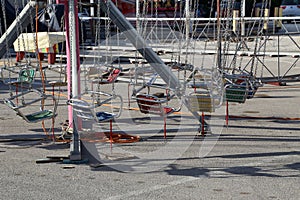 Empty children carousel in a city park