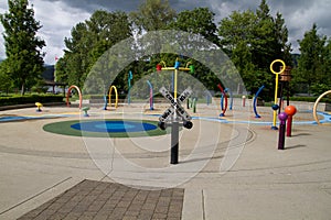 An empty children's spray park